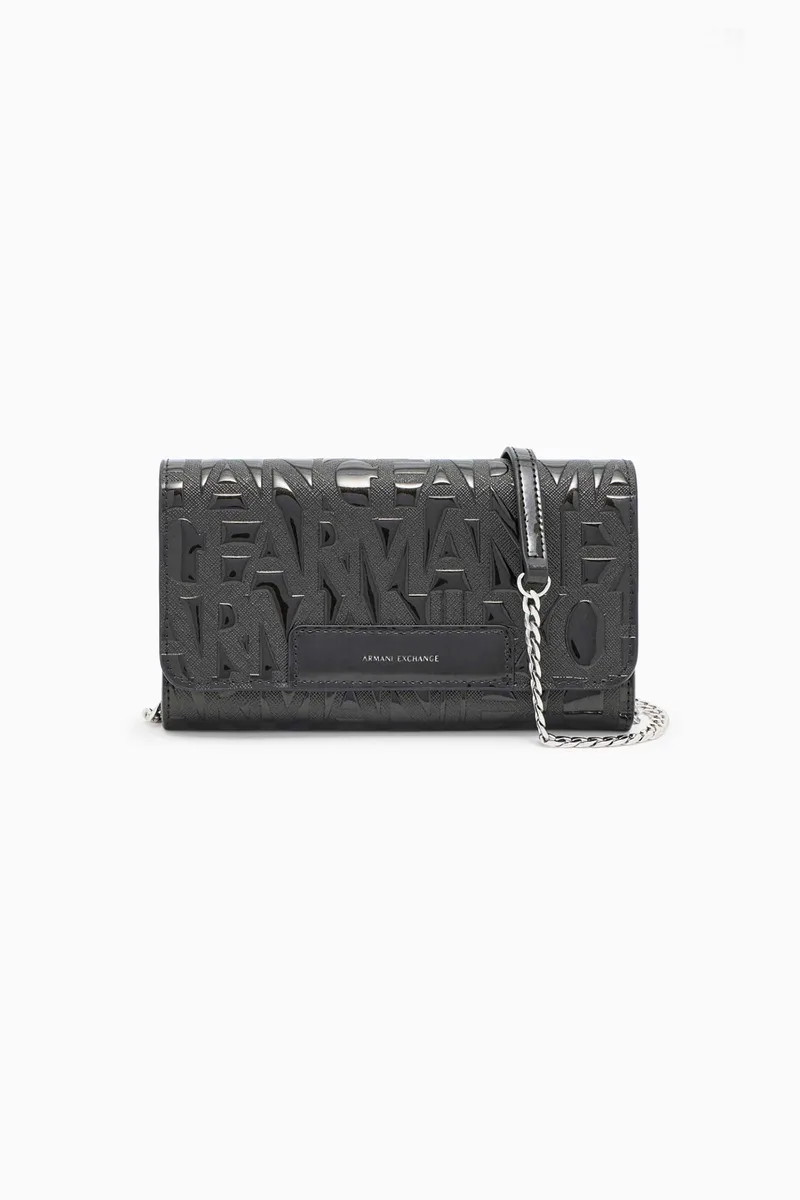 Armani Exchange γυναικεία mini τσάντα crossbody με all-over logo print - XW000358AF17290 Μαύρο