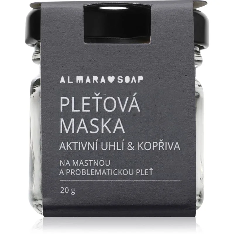Almara Soap Face Active Charcoal & Nettle μάσκα προσώπου για λιπαρή και προβληματική επιδερμίδα 20 γρ