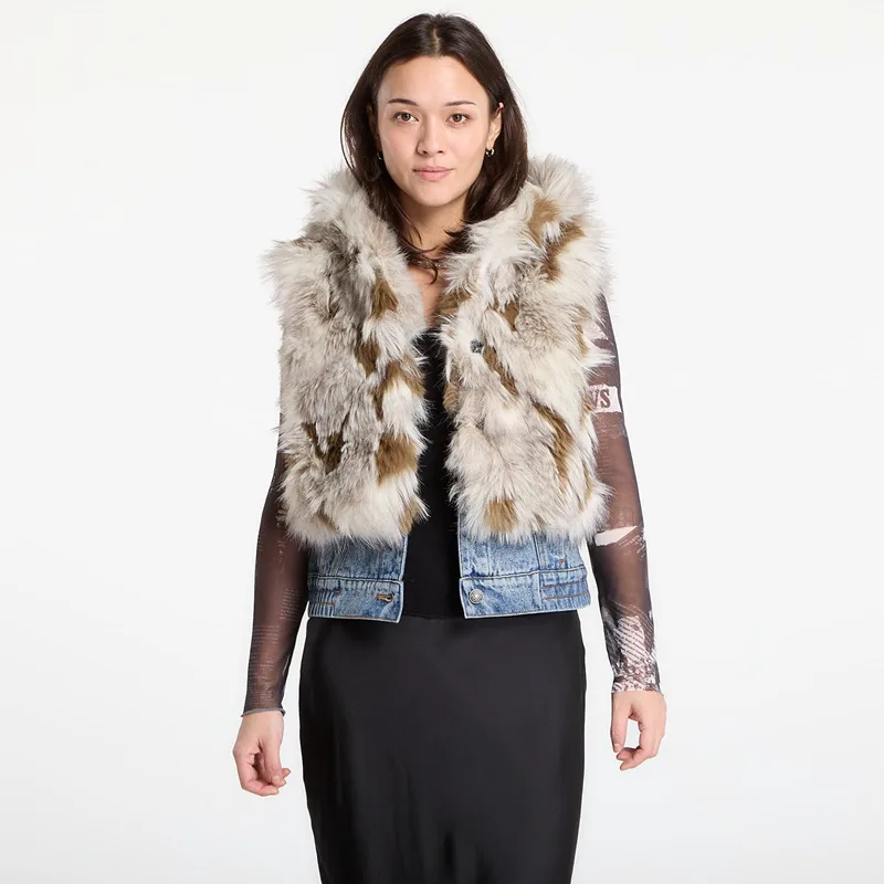 Γιλέκο Desigual Bunny Fur Vest Brown S