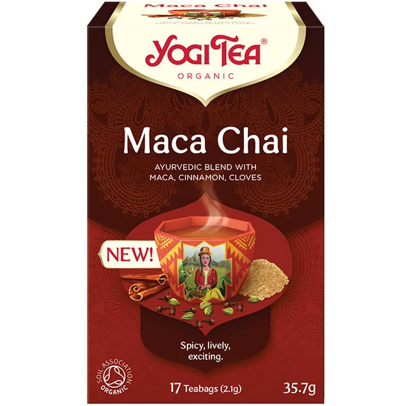 Yogi Tea Maca Chai Ρόφημα Βοτάνων Τσαγιού με Μακα, Κανέλα & Γαρύφαλλο για Αύξηση της Λίμπιντο 17 Teabags (17 Φακελάκια x 2,1g)
