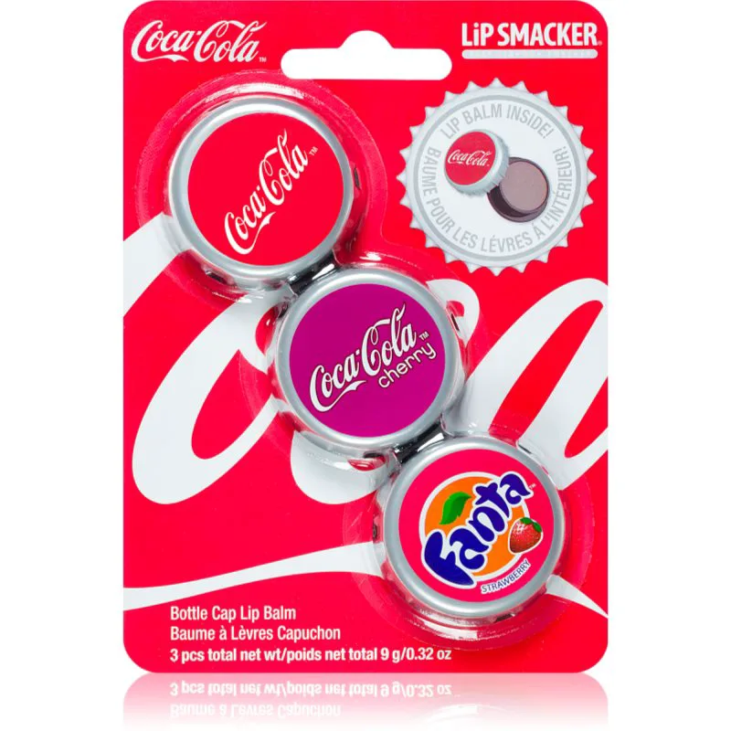 Lip Smacker Coca Cola Βάλσαμο για χείλη αρώματα Original, Cherry & Fanta 3x3 γρ