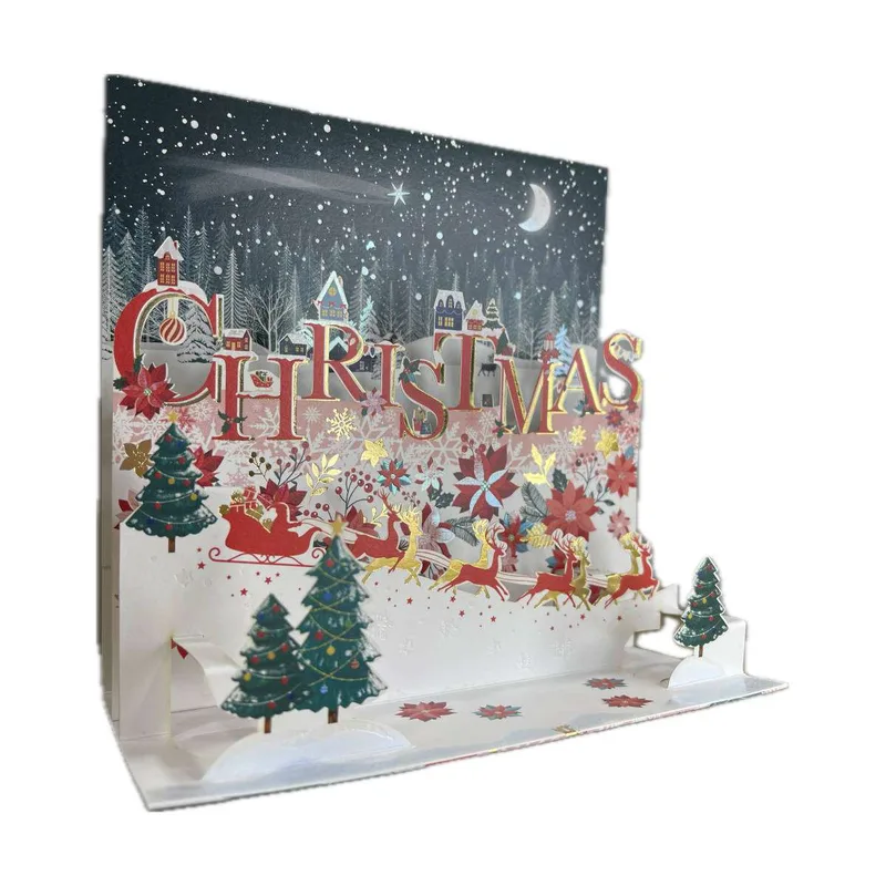 Pictura Xmas 3D Αναδυόμενη Κάρτα Χιονισμένη Χριστουγεννιάτικη Νύχτα PI22523
