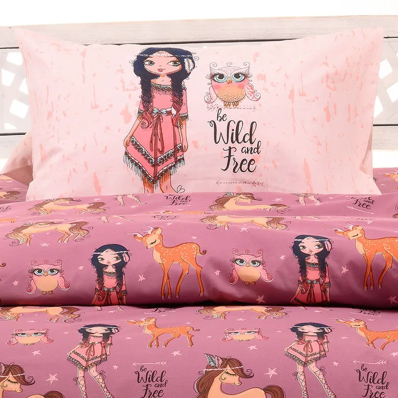 Μαξιλαροθήκες Ζεύγος 50X70 Melinen Kids Line Indian Girl Violet (50x70)