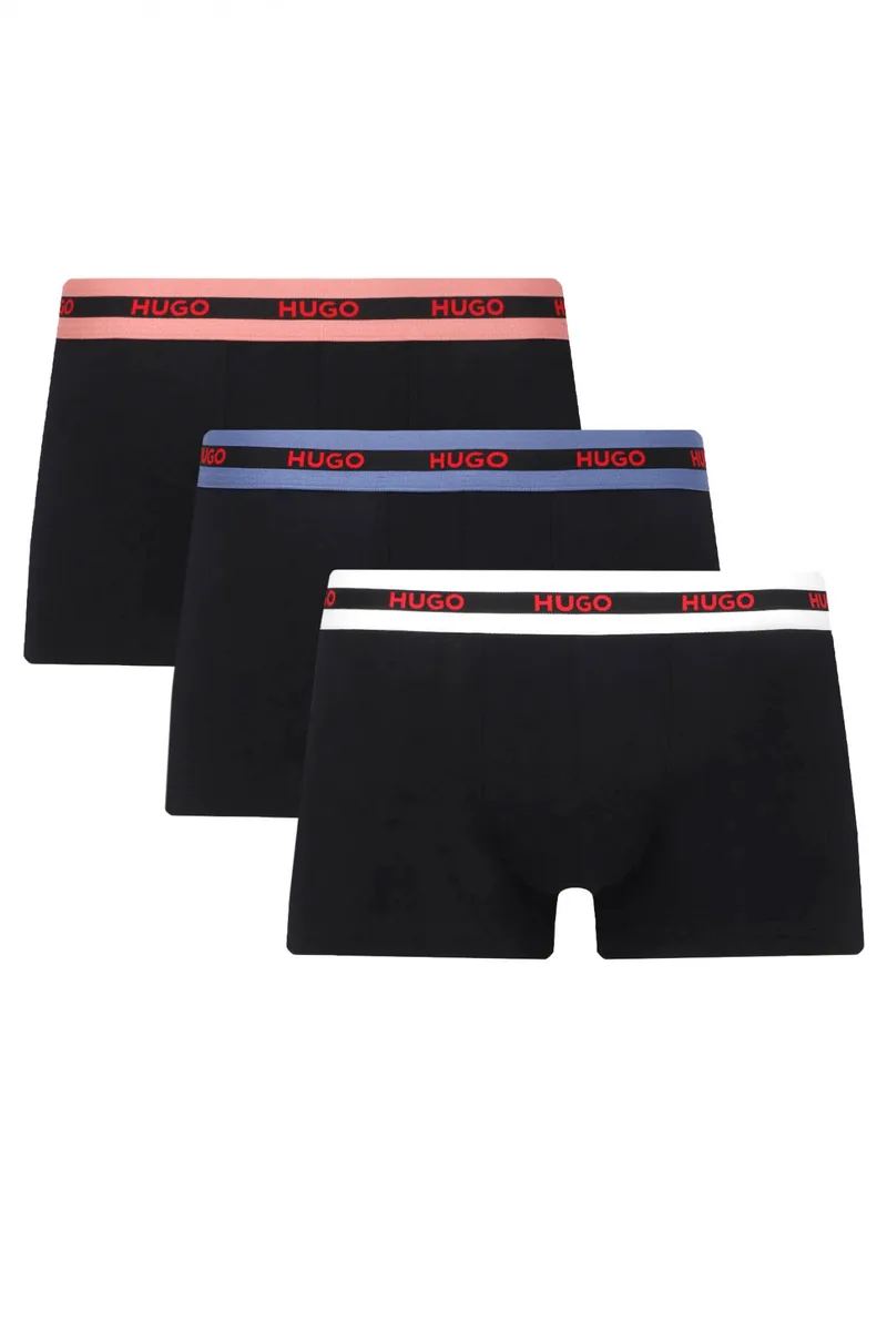 HUGO ΕΣΩΡΟΥΧΑ TRUNK TRIPLET PLANET COTTON STRETCH LOGO ΜΑΥΡΟ