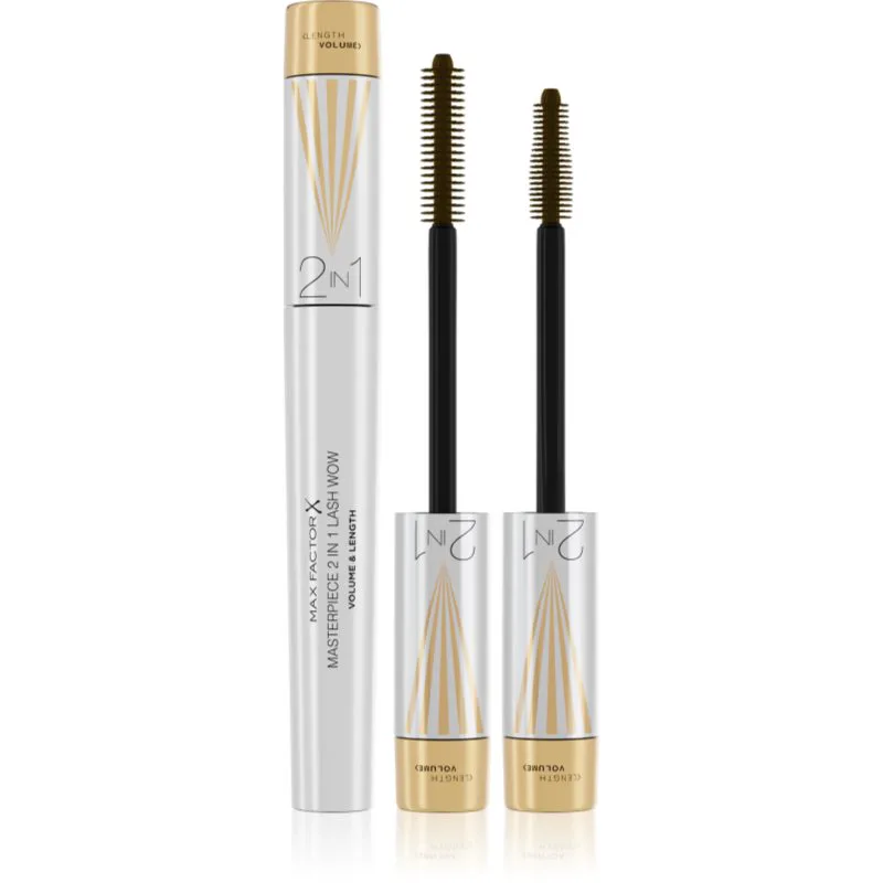 Max Factor Masterpiece Lash Wow μάσκαρα για επιμήκυνση, περιστροφή και όγκο με βούρτσα 2 σε1 απόχρωση Black Brown 7 ml
