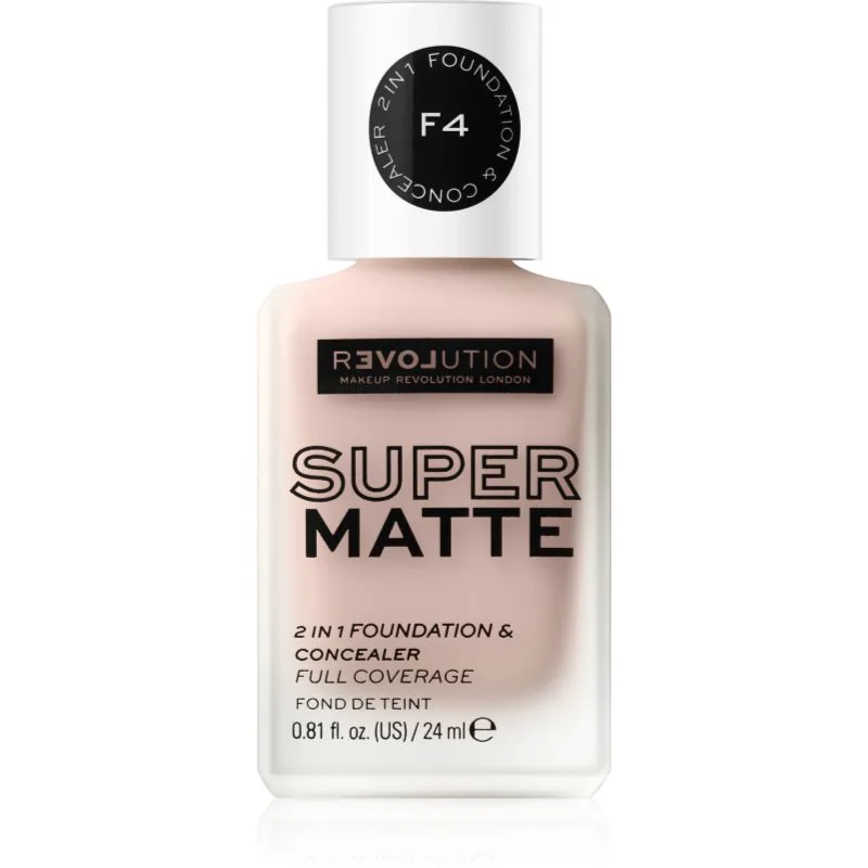 Revolution Relove Super Matte Foundation μακράς διαρκείας ματ μεικ απ απόχρωση F4 24 ml