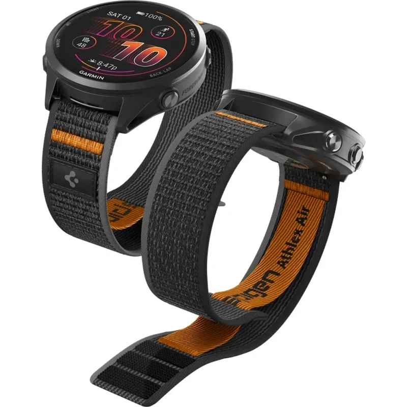 Λουράκι Smartwatch 22mm / Garmin Watch Spigen Athlex Air 2 Quick Release Υφασμάτινο - Active Black / Πορτοκαλί (AMP11425)