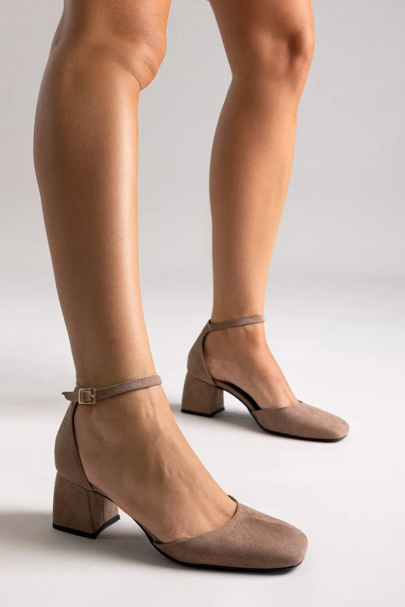 TFP Open Side Pumps - 553 - Taupe Suede