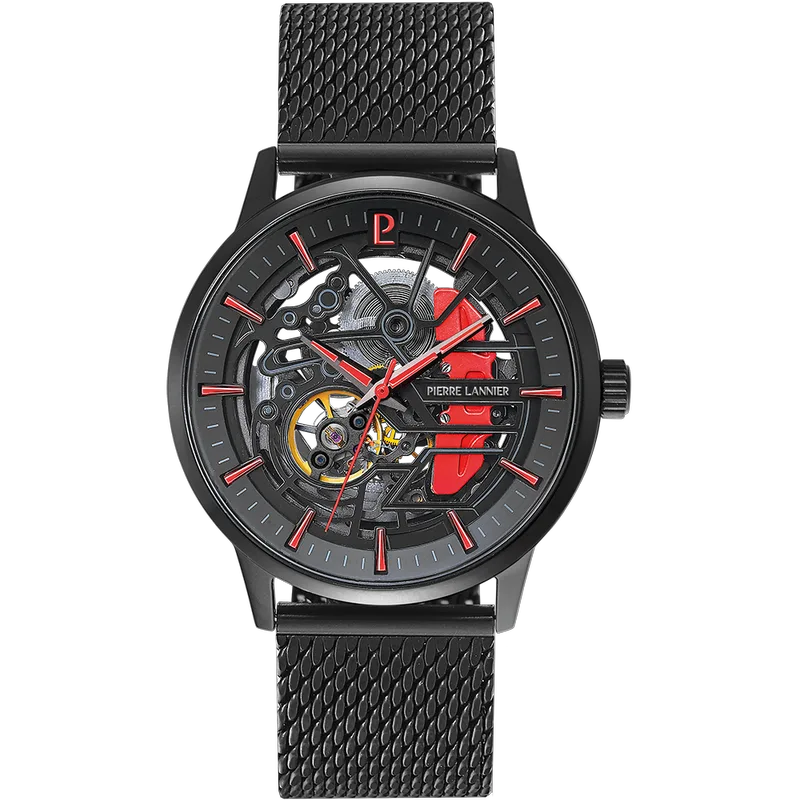 PIERRE LANNIER Paddock Skeleton Automatic - 345A459 Black case with Stainless Steel Bracelet