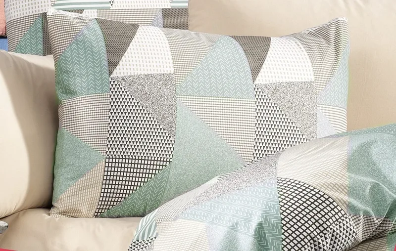 ΜΑΞΙΛΑΡΟΘΗΚΗ ΕΜΠΡΙΜΕ Geometrical 330 50X70 Green-Μπεζ Flannel cotton 100%
