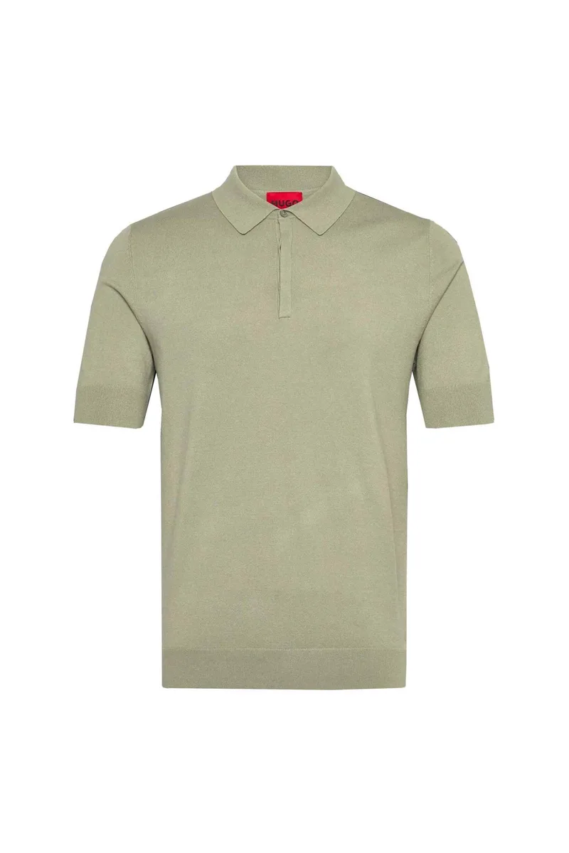Hugo Boss ανδρική μπλούζα πόλο μονόχρωμη Regular Fit "Dimers" - 50536672 Πράσινο Ανοιχτό