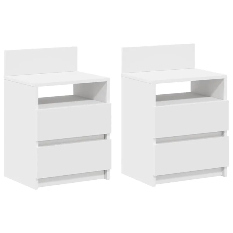 vidaXL Κομοδίνα 2 τεμ. με 2 Συρτάρια Λευκά 40x33x60 εκ.