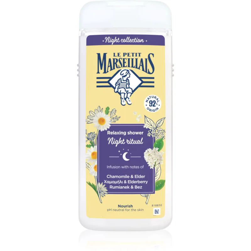 Le Petit Marseillais Night Collection Chamomile & Elder χαλαρωτικό τζελ για ντους 650 ml