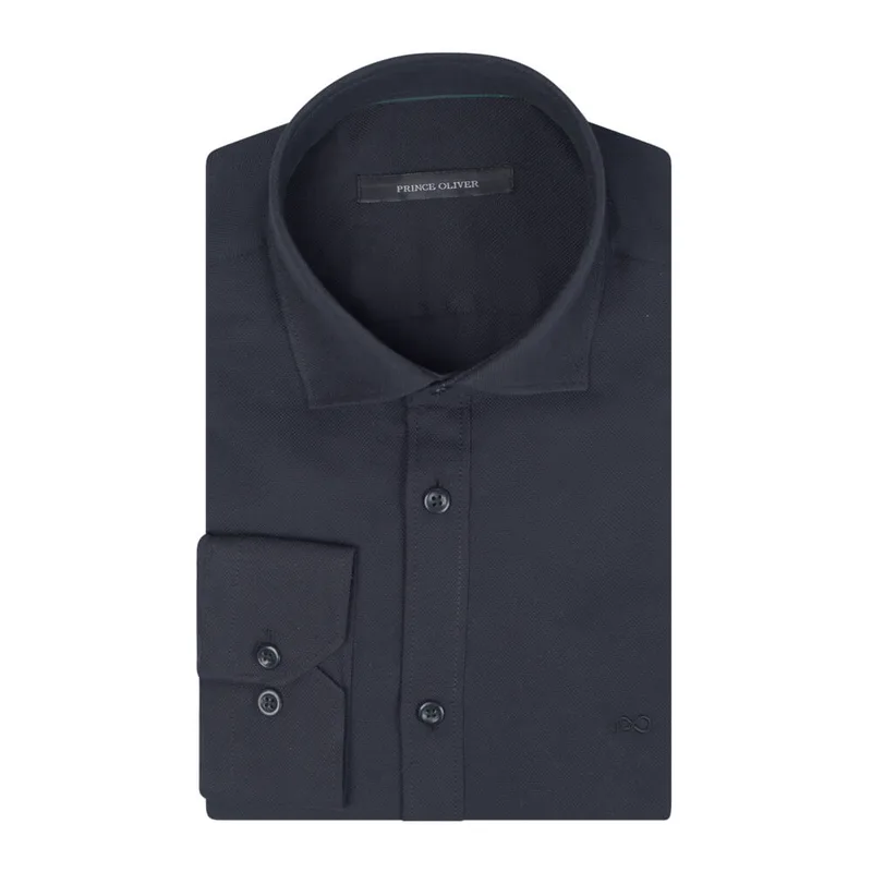 Prince Oliver Oxford Πουκάμισο Μαύρο (Modern Fit) New Arrival