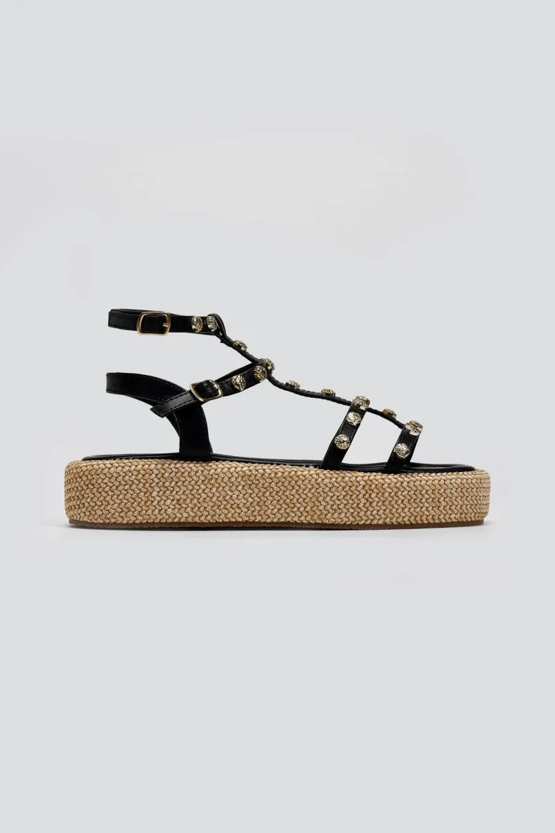 ERYNN Studded Flatform Sandals - 333-298 - Black