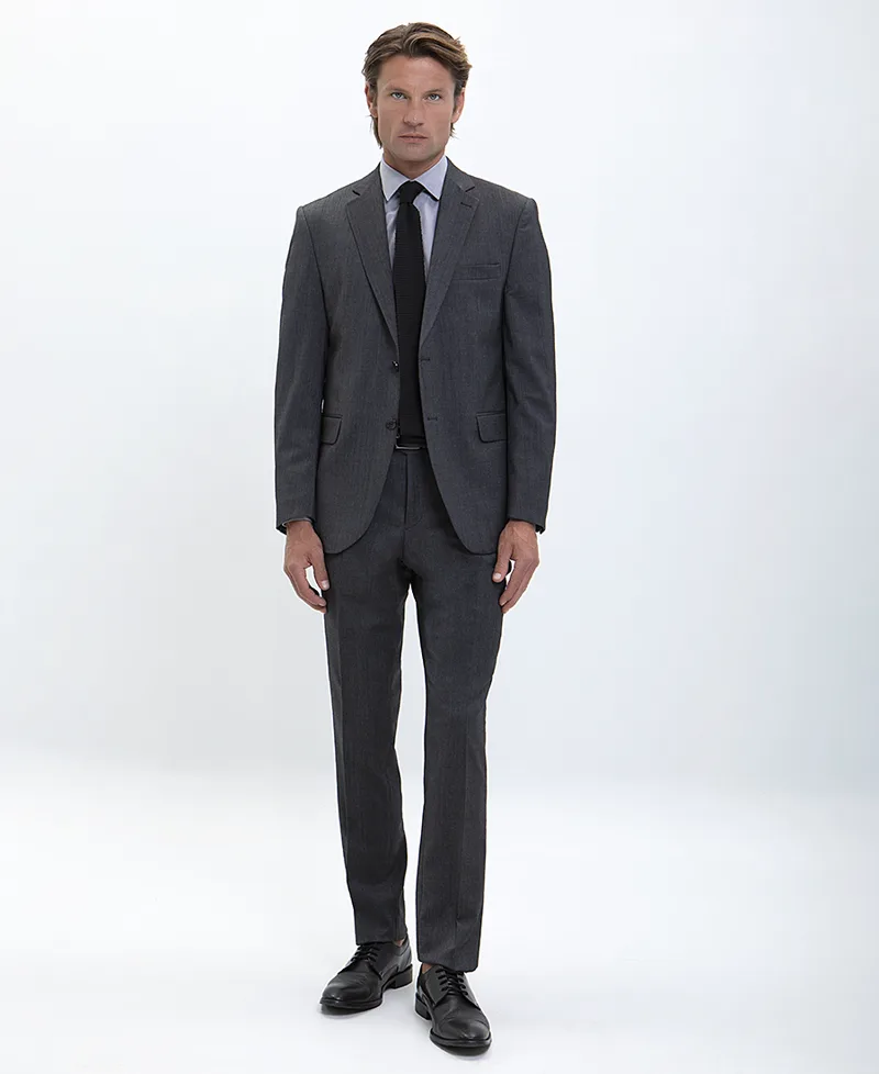 Vardas Ανδρικό Κοστούμι με Μικροσχέδιο Slim Fit σε Γκρι