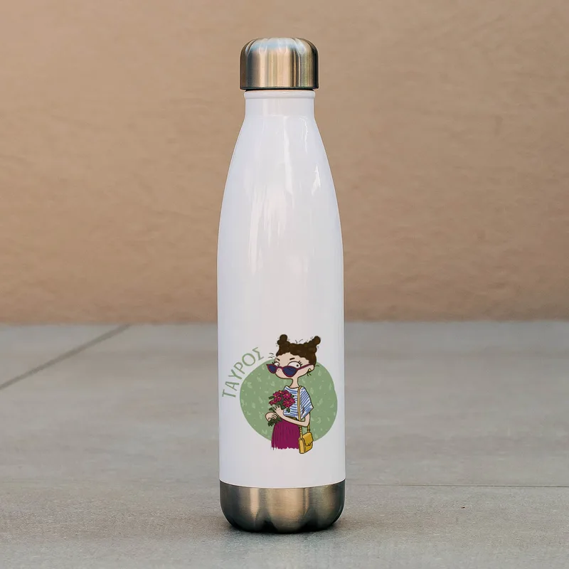 Ταύρος - Μπουκάλι Θερμός 500ml - Λευκό