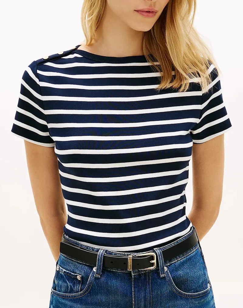 TOMMY HILFIGER GOLD BUTTON SLIM SS TEE WW0WW49250-0X3 Mixed