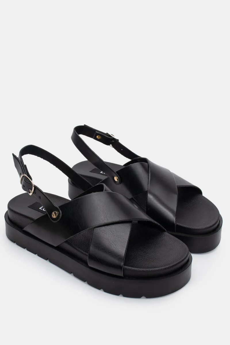 LUIGI DESIGN - Σανδάλια Flatform με Χιαστί Λουράκια - Μαύρο