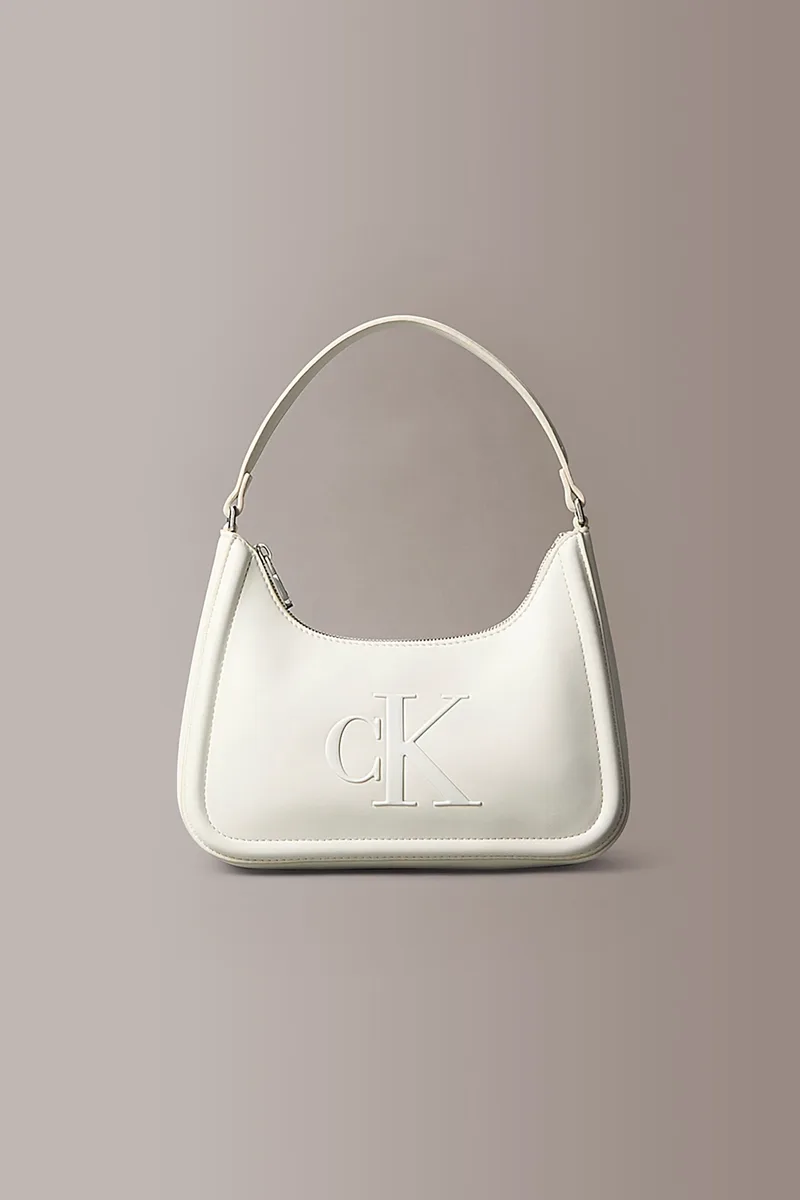 Calvin Klein Jeans γυναικεία τσάντα ώμου με ανάγλυφο λογότυπο - LV04F3230G Λευκό