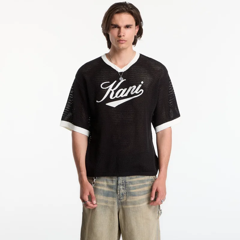 T-shirt Karl Kani Cursive Varsity Crochet Boxy T-Shirt Black L