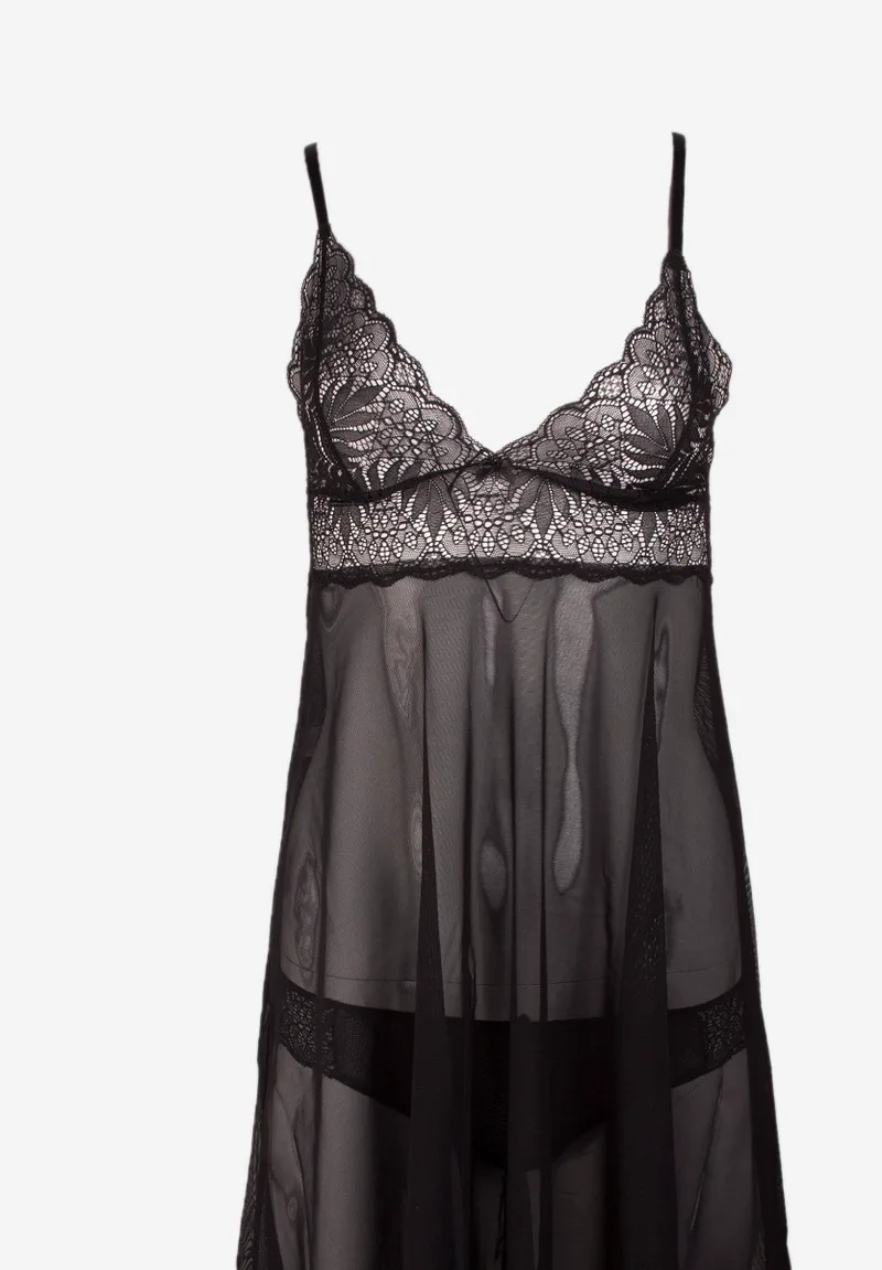 Σετ Babydoll Norddiva με Brazil Dreamy Night NRD4038-Μαύρο