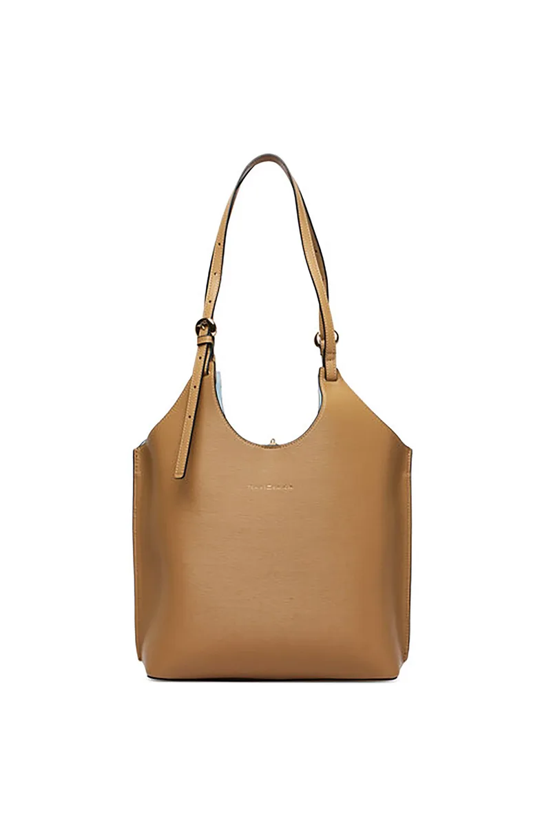 Tommy Hilfiger γυναικεία τσάντα tote με μεταλλικό λογότυπο "TH Monoplay" - AW0AW18618 Καμηλό
