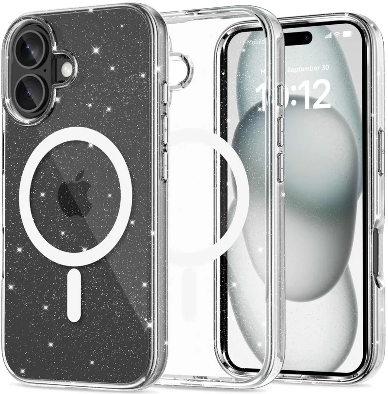 Θήκη Apple iPhone 16 - Tech-Protect FlexAir Hybrid Σκληρή Διάφανη με MagSafe - Glitter (5906302311422)