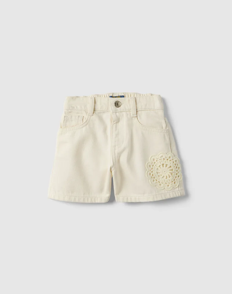 OVS DRILL SHORTS 2603963-WHITE ALYSSUM Ecru