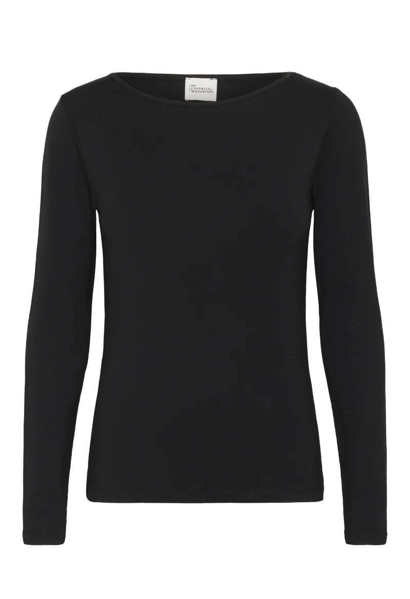 ΓΥΝΑΙΚΕΙΟ T-SHIRT VistaMW Boat Neck ΜΑΚΡΥΜΑΝΙΚΟ MY ESSENTIAL ΚΑΝΟΝΙΚΗ ΓΡΑΜΜΗ ΜΑΥΡΟ