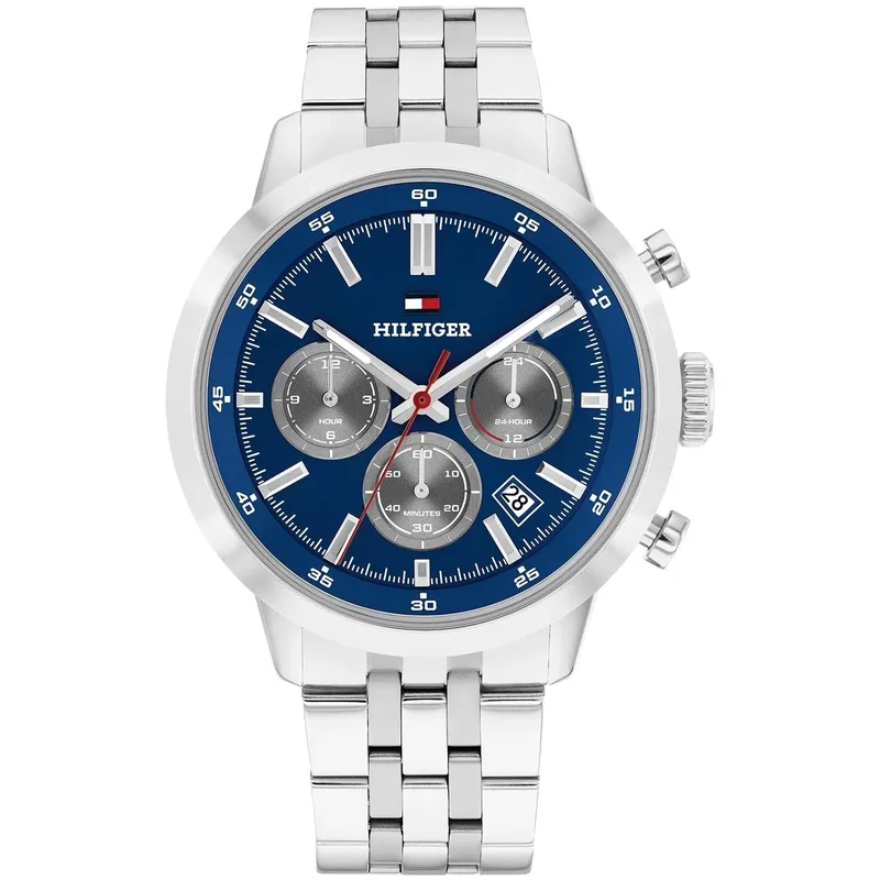 TOMMY HILFIGER Kent Chronograph - 1710753, Silver & Black case with Stainless Steel Bracelet