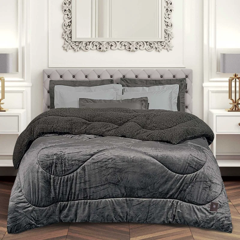 Κουβερτοπάπλωμα Υπέρδιπλο με Γούνα Sherpa Greenwich Polo Club 3956 Grey 220x240