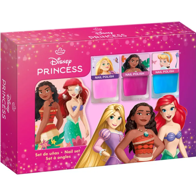 Disney Princess Nail Set Σετ βερνίκι νυχιών για παιδιά 3y+ Ροζ, Blue, Ροζ 3x4.5 ml