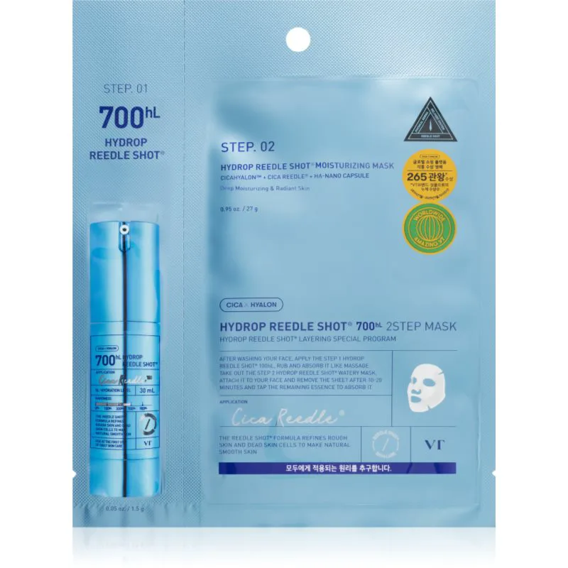 VT Cosmetics Hydrop Reedle Shot 700hL 2 Step Mask μάσκα βαθιάς ενυδάτωσης για θεραπεία επιδερμίδας δύο φάσεων 28.5 γρ