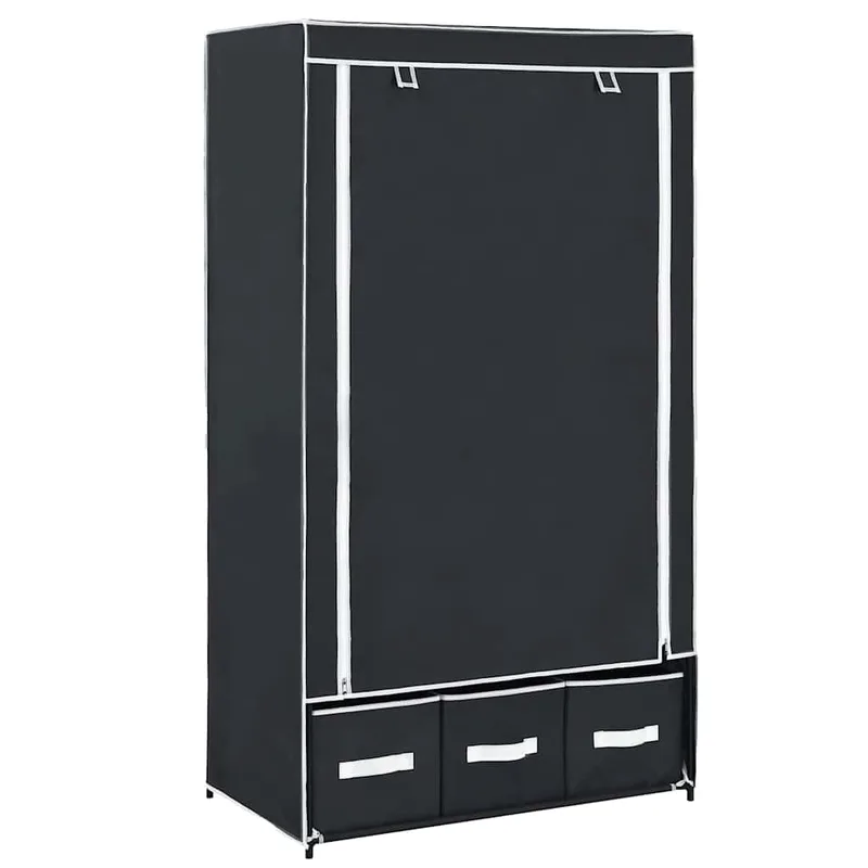 vidaXL Ντουλάπα Μαύρη 87x49x159 εκ. από Ύφασμα