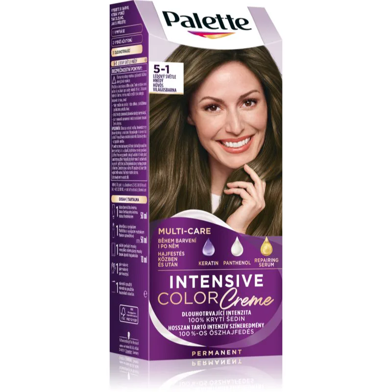 Schwarzkopf Palette Intensive Color Creme μόνιμη βαφή μαλλιών απόχρωση 5-1 Cool Light Brown 1 τμχ