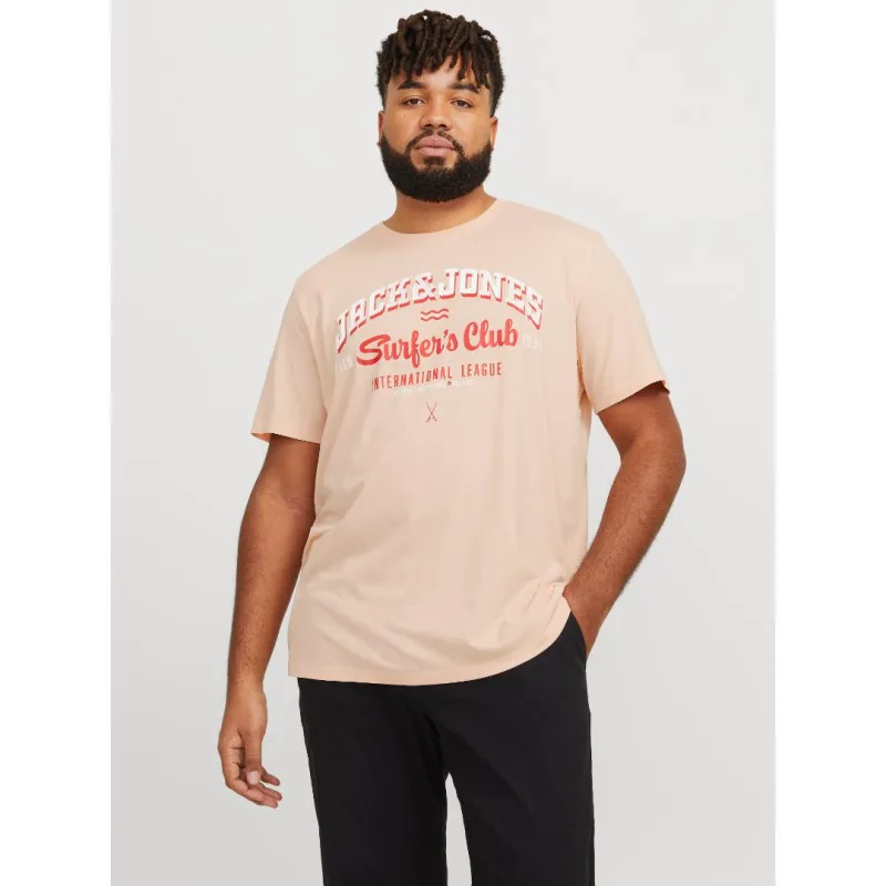 Jack & Jones "Logo" t-shirt σε Plus fit γραμμή,με μεταξοτυπία - Peach Nougat