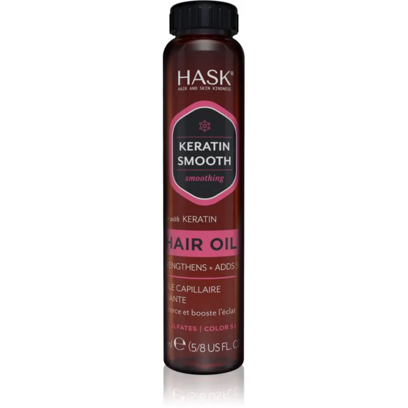 HASK Keratin Protein Smoothing Shine Oil θρεπτικό λάδι για τα μαλλιά για εξομάλυνση μαλλιών 18 ml
