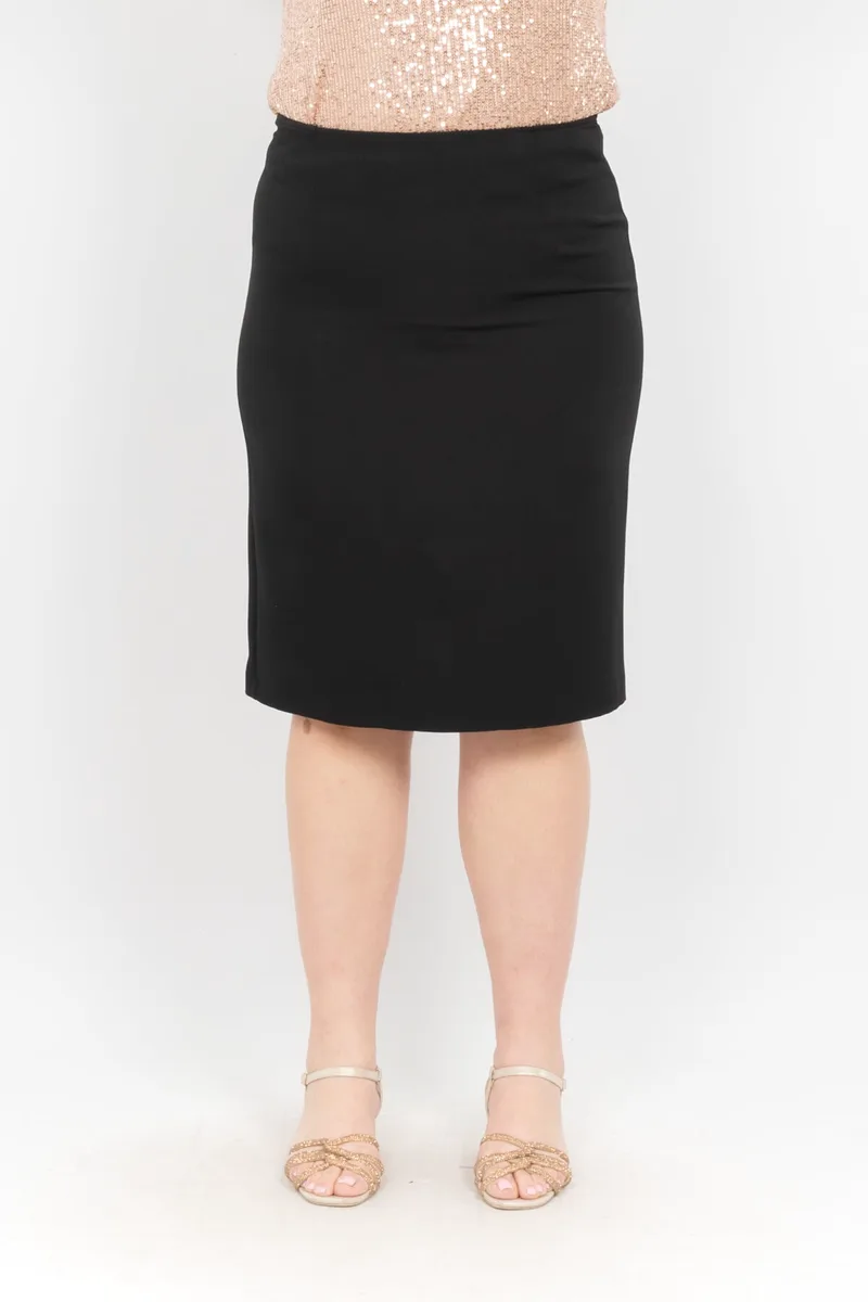ΦΟΥΣΤΑ PLUS SIZE ΜΙΝΤΙ ΨΗΛΟΜΕΣΗ PENCIL ΜΑΥΡΟ