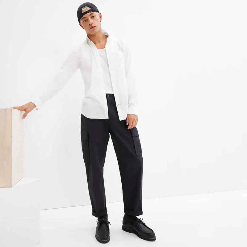 Πουκάμισο GAP Slim Stretch Poplin Shirt White 2 XL