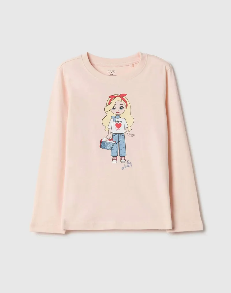 OVS TSH LS 4-5 COL GLITTER 2551369-PEARL BLUSH LightPink