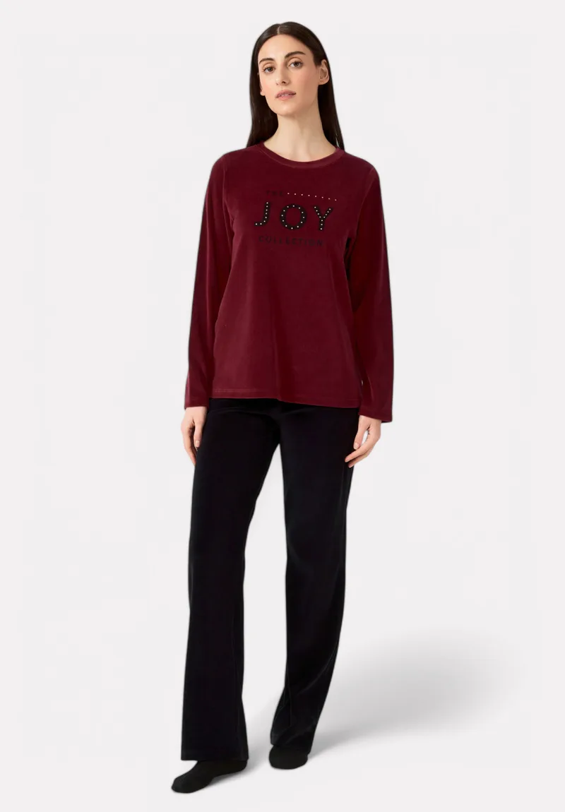 Πιτζάμα Γυναικεία Minerva Velvet Joy Bordo 90-53056-112-Μπορντώ