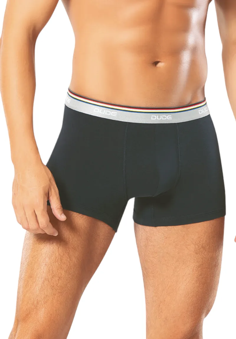 Boxer ανδρικό βαμβακερό 4DUDE με μαλακό εξωτερικό τρίχρωμο λάστιχο DD1300-Μπλε