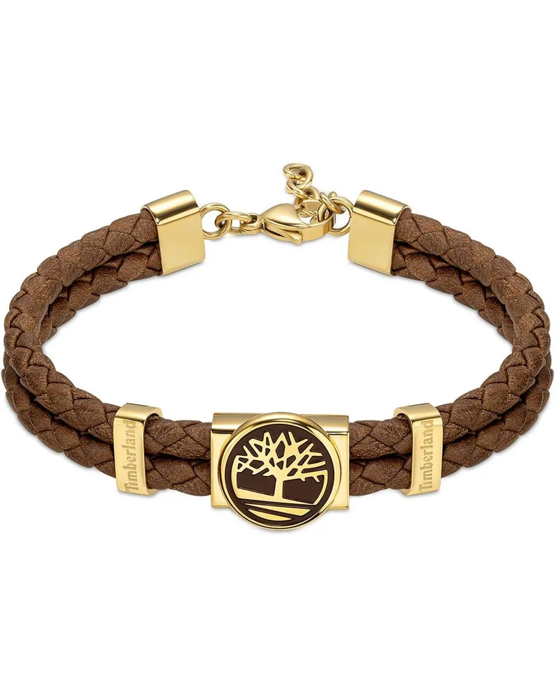 TIMBERLAND Βραχιόλι από ανοξείδωτο ατσάλι & δέρμα Brown TDAGB0001903
