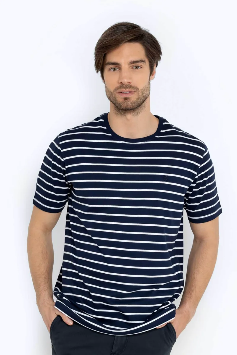 The Bostonians ανδρικό T-shirt με ριγέ σχέδιο Regular Fit "Acorn" - TS4010 Μπλε Σκούρο