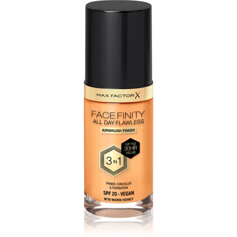Max Factor Facefinity All Day Flawless μακράς διαρκείας μεικ απ SPF 20 απόχρωση 78 Warm Honey 30 ml