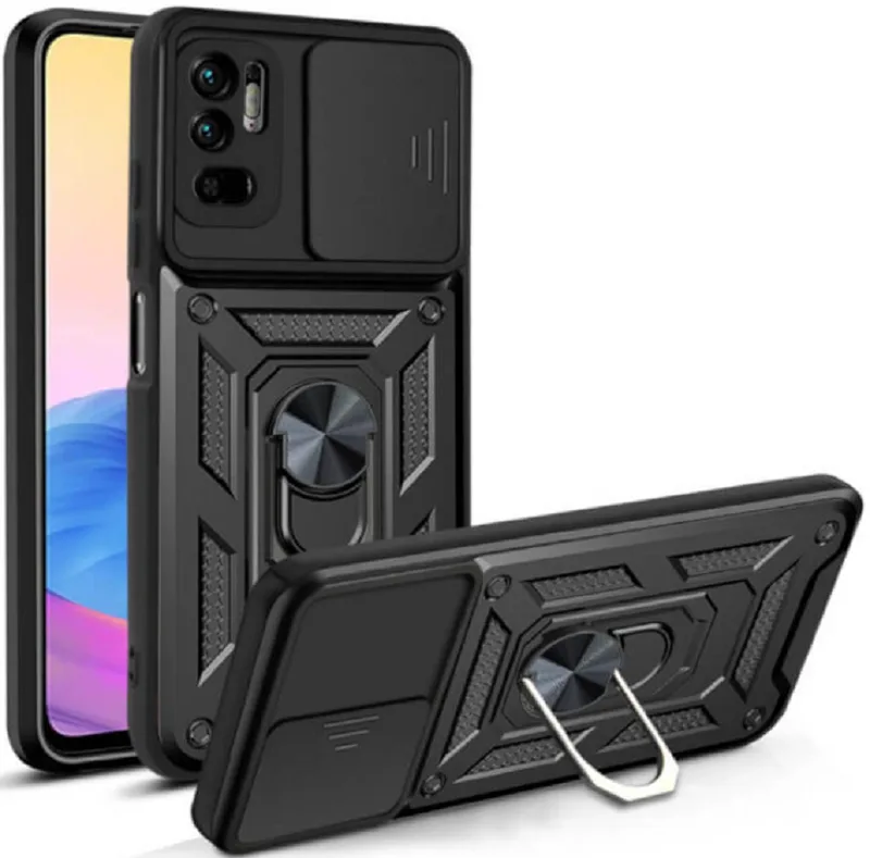 Bodycell Armor Slide - Ανθεκτική Θήκη Xiaomi Redmi Note 10 5G με Κάλυμμα για την Κάμερα & Μεταλλικό Ring Holder - Black (5206015017339)