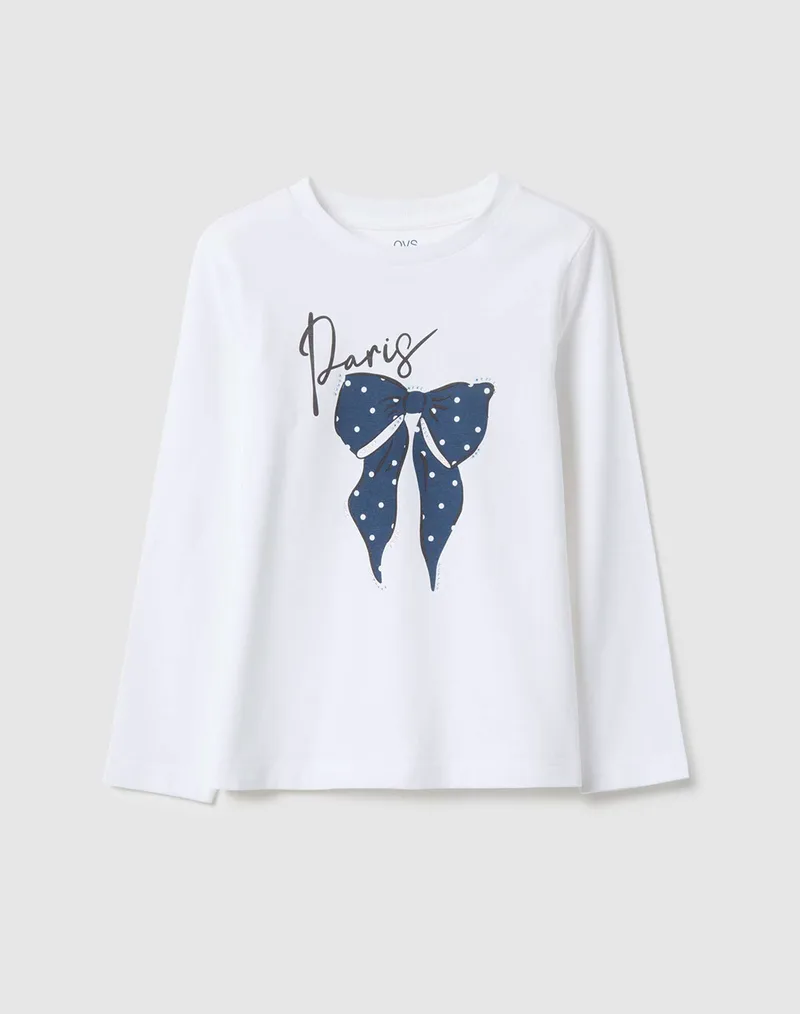 OVS TSH LS 4-5 COL STRASS 2551495-BRIGHT WHITE White