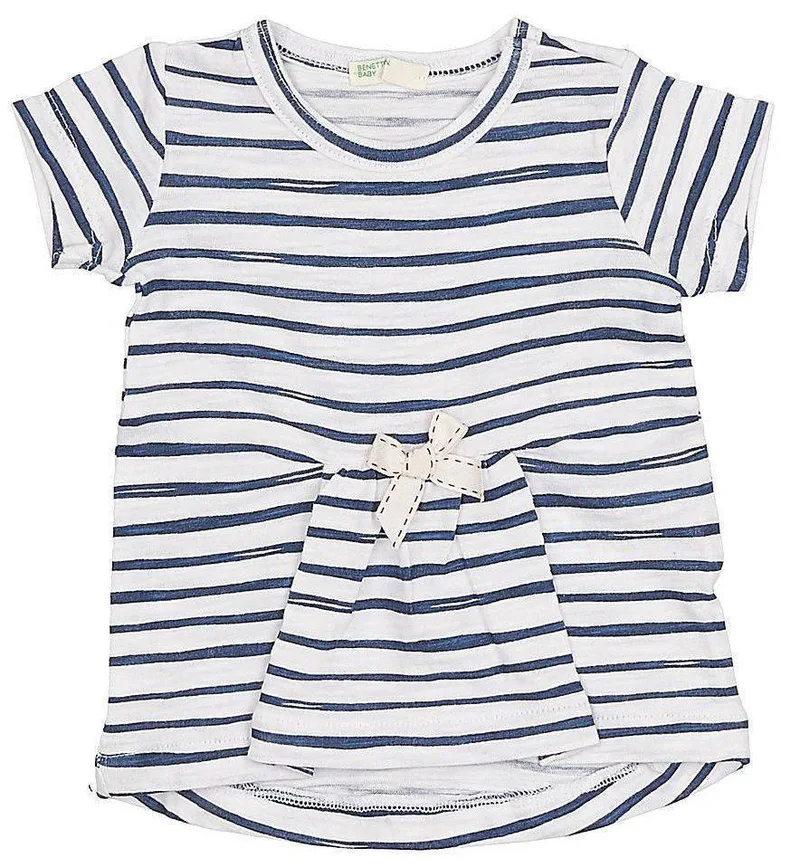 ΜΠΛΟΥΖΑ ΜΕ ΚΟΝΤΟ ΜΑΝΙΚΙ BENETTON BY THE SEA 1 BB ΡΙΓΕ ΛΕΥΚΟ/ΣΚΟΥΡΟ ΜΠΛΕ (62 CM)-(3-6 ΜΗΝΩΝ)