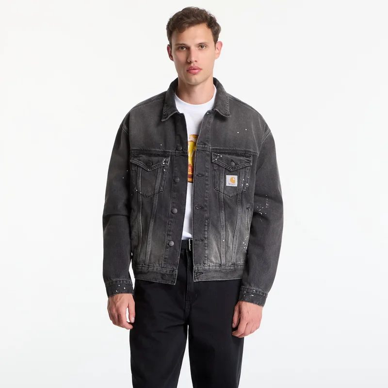 Μπουφάν Carhartt WIP Helston Jacket UNISEX Black Destroy Wash, Splatter XS